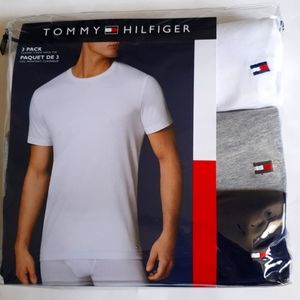 TOMMY HILFIGER men's 3pk crew t-shirts size M white gray